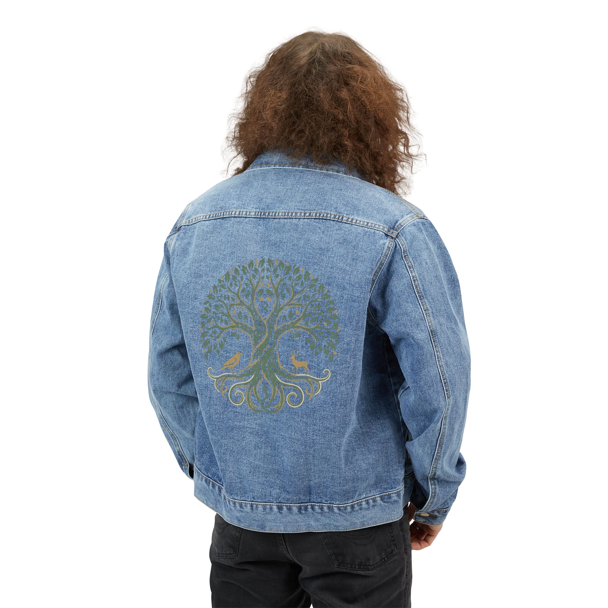 Denim Jacket — Embroidered Yggdrasil Back Patch