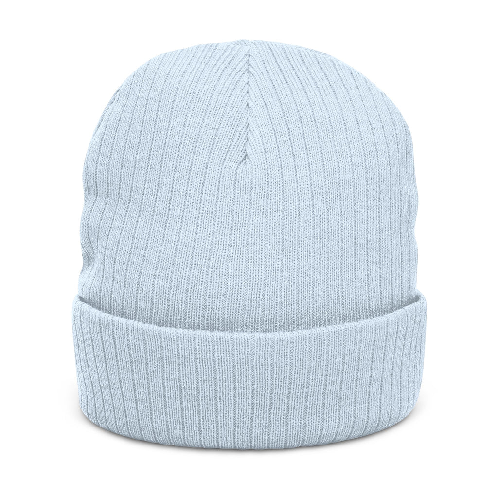Embroidered Ribbed Knit Beanie — "Orion Noir" Cuffed Winter Hat