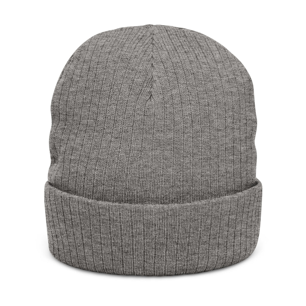 Embroidered Ribbed Knit Beanie — "Orion Noir" Cuffed Winter Hat