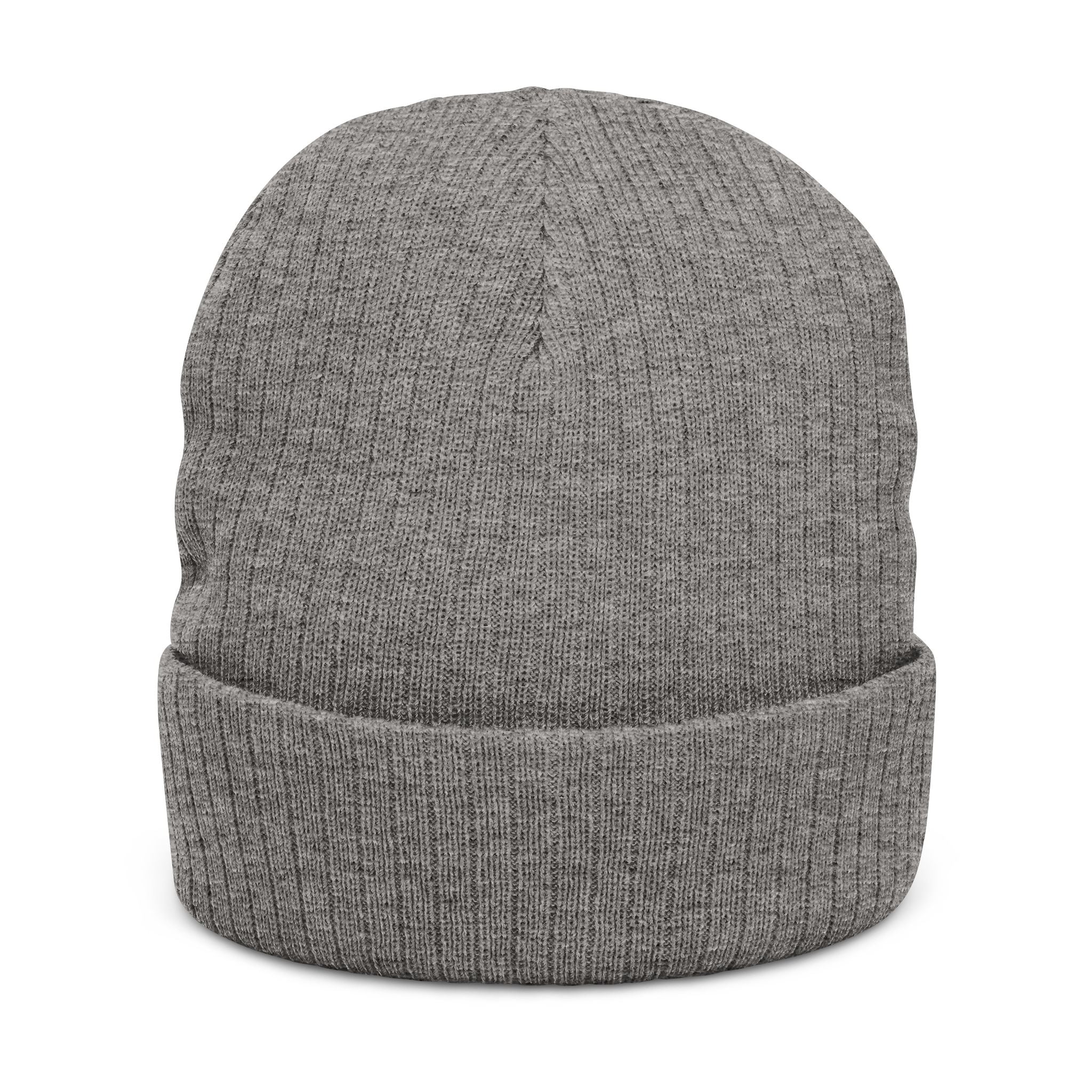 Embroidered Ribbed Knit Beanie — "Orion Noir" Cuffed Winter Hat
