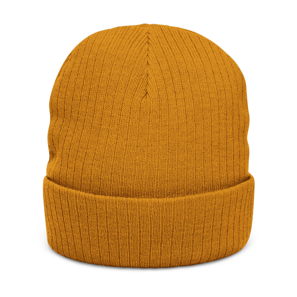 Embroidered Ribbed Knit Beanie — "Orion Noir" Cuffed Winter Hat