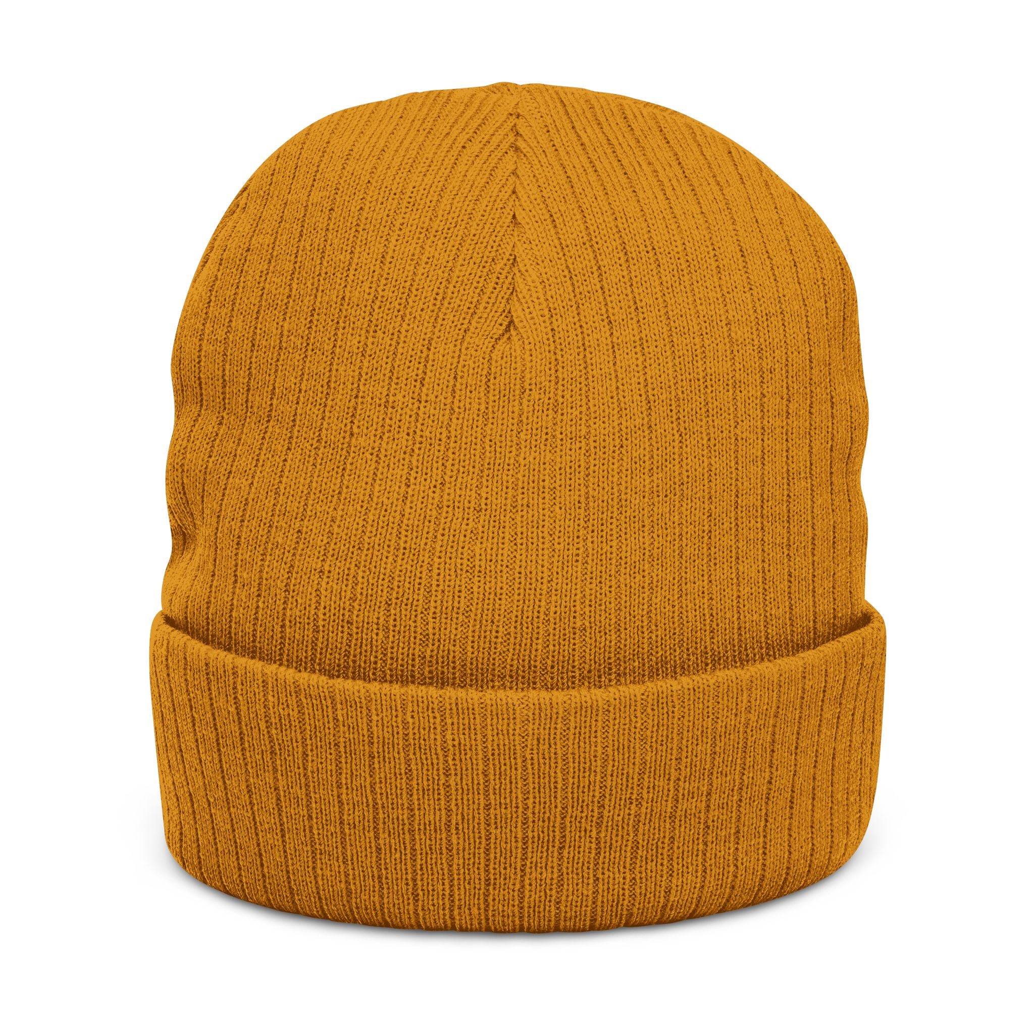 Embroidered Ribbed Knit Beanie — "Orion Noir" Cuffed Winter Hat